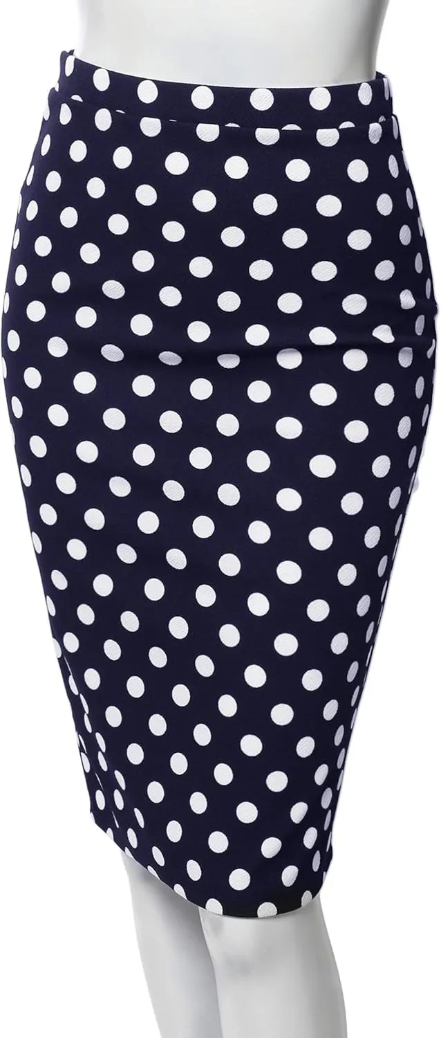 Women's Fitted Stretch Printed High Waist Midi Pencil Skirt